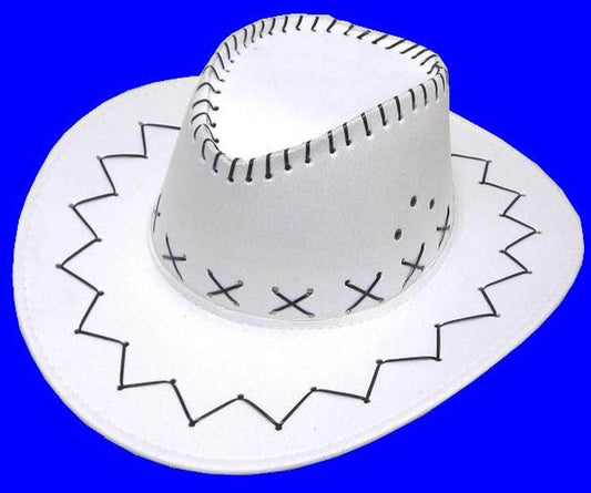 Wholesale WHITE COLOR HEAVY LEATHER LOOKING COWBOY HAT  (Sold by the piece or dozen)