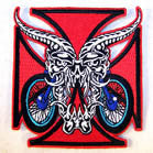 Buy HORN SKULL CROSS 4 INCH PATCH * CLOSEOUT ONLY 50 CENTS EA BY THE DOZENBulk Price