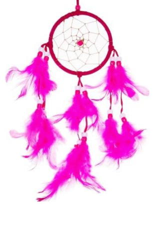 Wholesale Pink Natural Feathers Dream Catcher Wall Hanging | Vastu Art for Home/Office/Car/Shop 3.5" X 10" (sold by the piece)