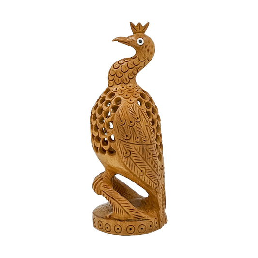 Handcrafted Wooden Standing Peacock