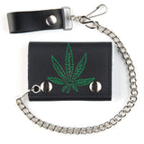 Wholesale Pot Leaf Patterned Leather Wallets With Chain