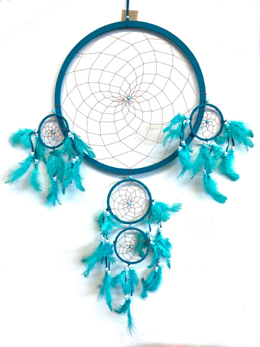 Large 15"inch Wide & 33"inch Turquoise Dreamcatcher