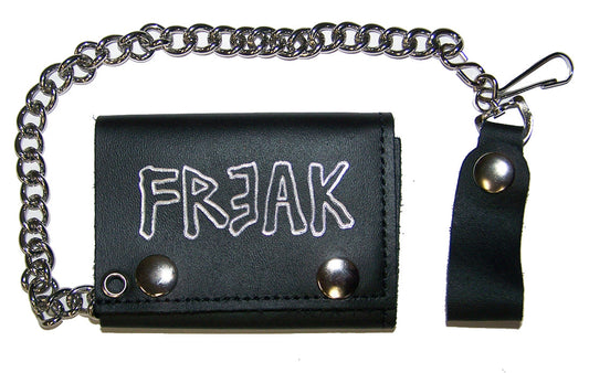 Wholesale FREAK TRIFOLD LEATHER WALLET WITH CHAIN (Sold by the piece)