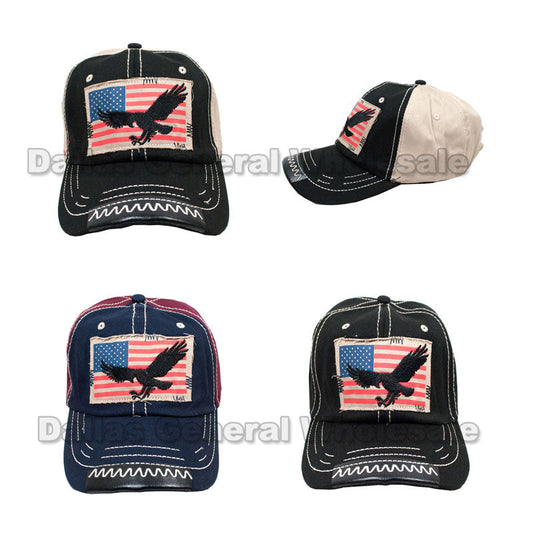 Bulk Buy USA Flag Eagle Trucker Caps Wholesale