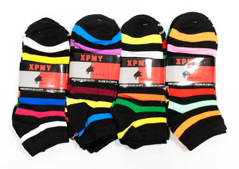 Girls Casual Ankle Socks with Stripes Wholesale