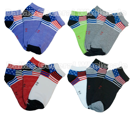 Boys American Flag Ankle Socks MOQ 12