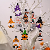 2907BA H 30000 Halloween New Decorations 4 Plaid Halloween Rudolf Wooden Pendant Home Scene Decoration Small Sling