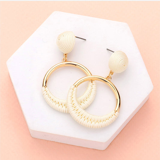 Covered Circle Dangle Earrings- {Sold By 4 Pcs= $36.99}
