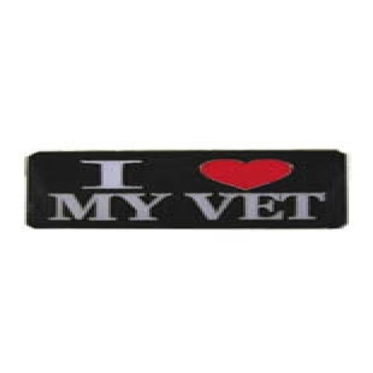 Wholesale I Love My Vet Message Printed Jacket Pin - Appreciation for Animal Caretakers