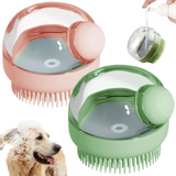 2808GP Dog Shower Brush Pet Dog Grooming Massage Bath Cleaning Brush with Shampoo Dispenser for Long Hair Dogs and Cats Shower