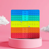 Wholesale New 12 x 12 Inch Dice Game Rainbow Bubble Pop It Silicone Stress Reliever Toy