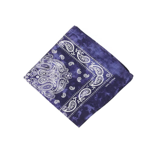 Wholesale Blue Paisley Printed Cotton Square Bandannas Head Scarf For Unisex