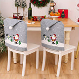 6 sets of Christmas grey print chair covers, holiday decorations, Christmas home decorations, atmosphere ornaments.