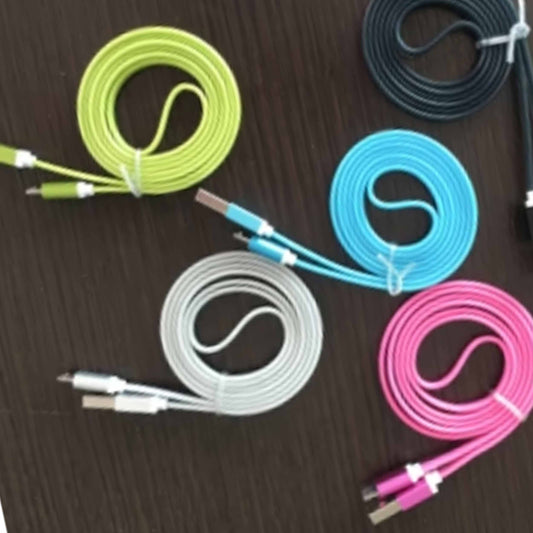 Wholesale  1 Meter Type C Flat Cords - Assorted Colors Individually Bagged (sold by the piece or dozen)