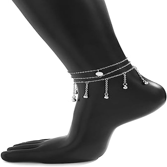 Wholesale Assorted Foot Anklet Silver Chain Metal Anklet | Stylish Accessories for Summer ( sold by the dozen ) CLOSEOUT NOW ONLY .25 CENTS EA