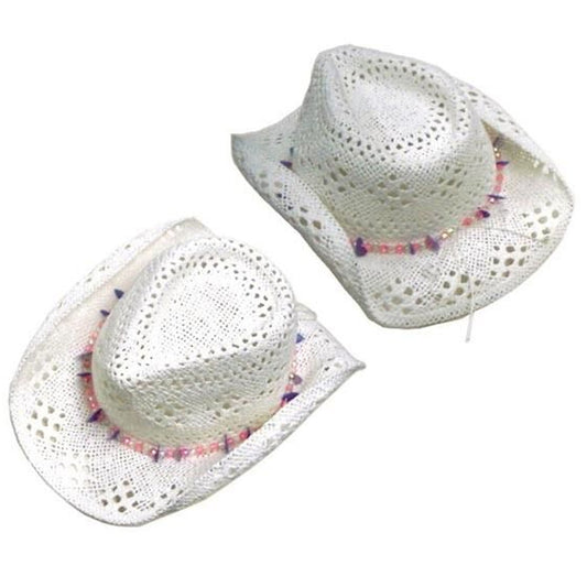 White Color Woven Cowboy Hats for Women - Stylish Western Headwear (Sold by Piece)
