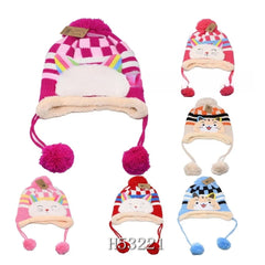 Fur Toboggan Beanie Hats For Little Girls - Assorted