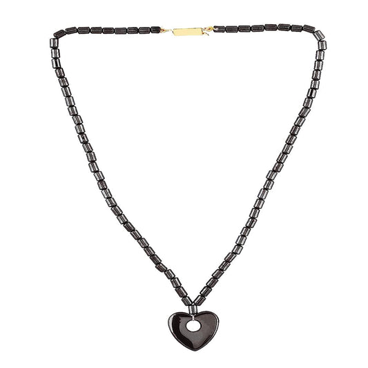WHOLESALE Black Crystal Heart Shape Carved Necklace with Pendant - Sold by Piece