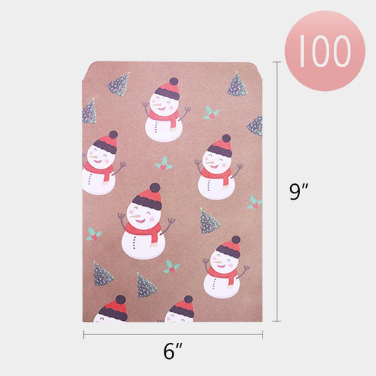 Snowman Patterned Treat Paper Bag Set (100 pcs/set=$39.00)