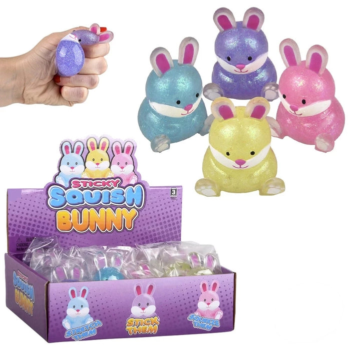 Sticky Glitter Bunny Kids Toy In Bulk - Assorted