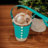 Leather Coffee Cup Sleeve With Strap (1 Dozen=$119.99)