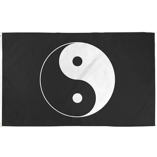 3' x 5' Black Background Yin Yang Circle Flag