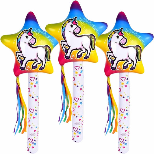 36"inch Colorful Unicorn Inflatable Wand Toys (Sold In Dozen)