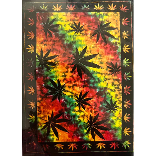 Wholesale Multiple Leaves Tie Dye Multicolor Tapestry 55" x 83" - Bohemian Wall Decor (Sold By Piece)