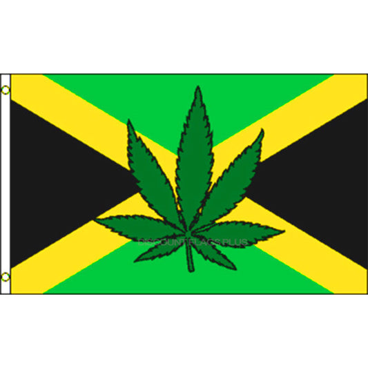 Jamaica Pot Leaf 3' x 5' Flag - Set of 3, High-Quality Decorative Flags