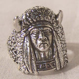 Indian Medicine Man with Horn Head Cover Biker Ring (Set of 3)