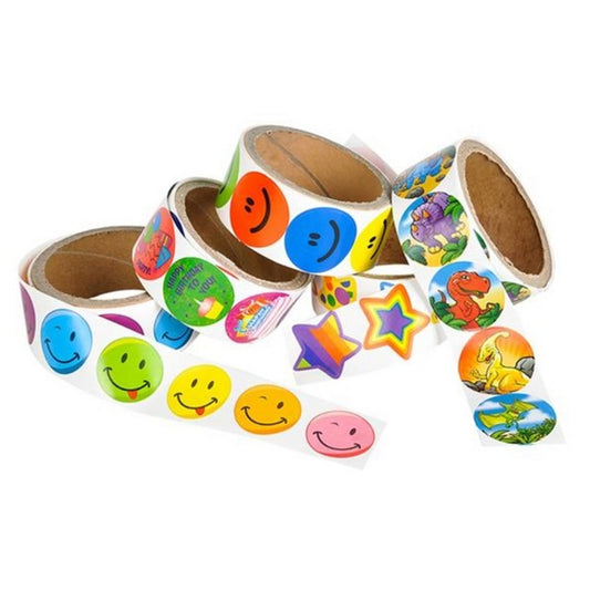 Smiley Face and Star Sticker Roll Assortment-(1 unit=10 roll=$19.99)