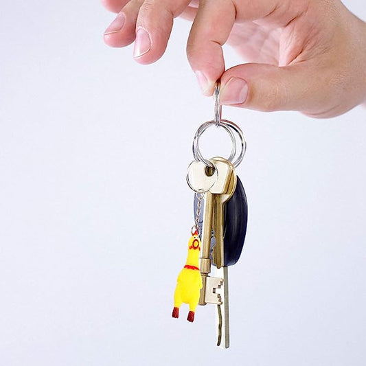 Scramming Rubber Chicken Pendant Keychain for Keys Bags