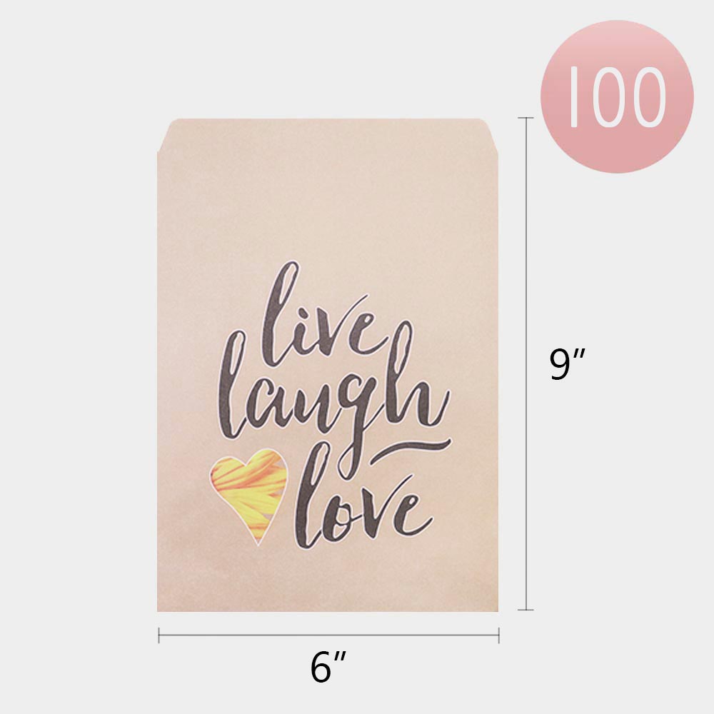 Live Laugh Love Message Heart Treat Paper Bag Set (100 pcs/set=$39.00)