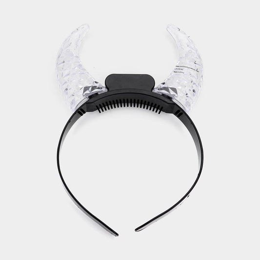 Wholesale LED Light Up Clear Crystal Horn Headband for Women's
