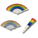 Rainbow Striped 9-Inch Cloth Hand Fan