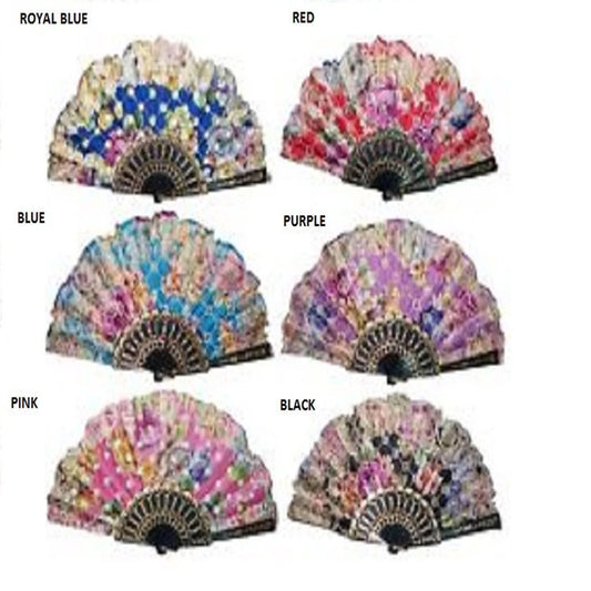 Rainbow Glitter Flower Folding Fan - Assorted Colors