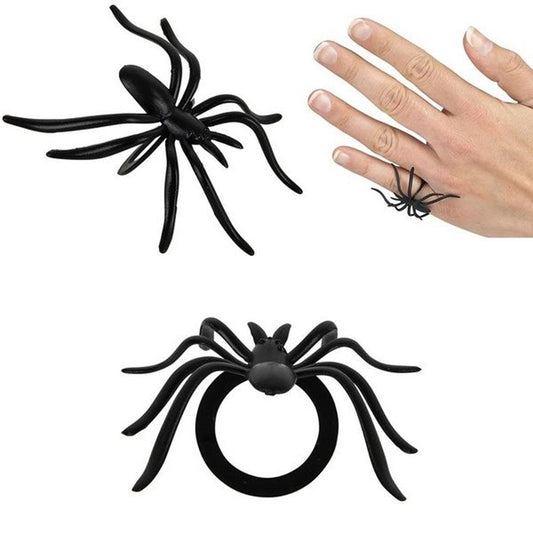 Wholesale Halloween Themed 2-Inch Plastic Spider Designs Costume Rings (MOQ-144)