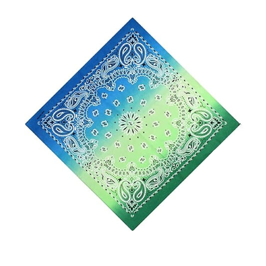Wholesale Paisley Printed Green & Blue Combined Color Cotton Bandanas For Unisex