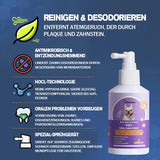 Tooth cleaning spray for dogs and cats.