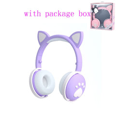 Glowing Cute LED Cat Ear Bluetooth Headphones  with Mic