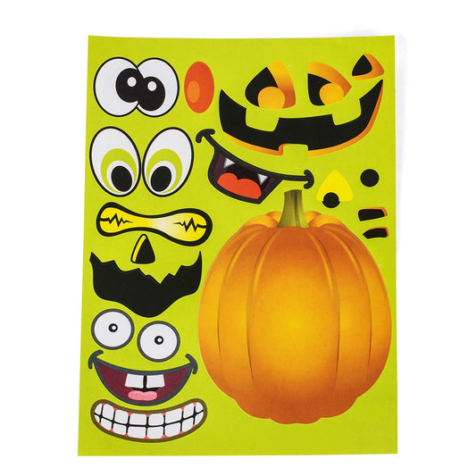 Halloween Make Jack-O-Lantern Sticker Face Sold By Dozen