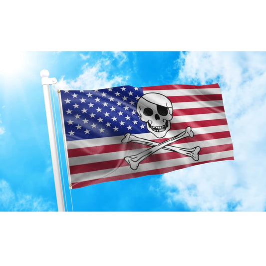 American Skull and Bones Pirate 3' x 5' Flag (Sold by Set of 3)