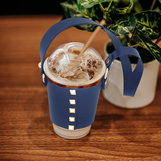 Studded Faux Leather Coffee Cup Sleeve With Strap (1 Dozen=$126.90)