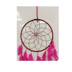 Wholesale Pink Natural Feathers Dream Catcher Wall Hanging | Vastu Art for Home/Office/Car/Shop 3.5" X 10" (sold by the piece)