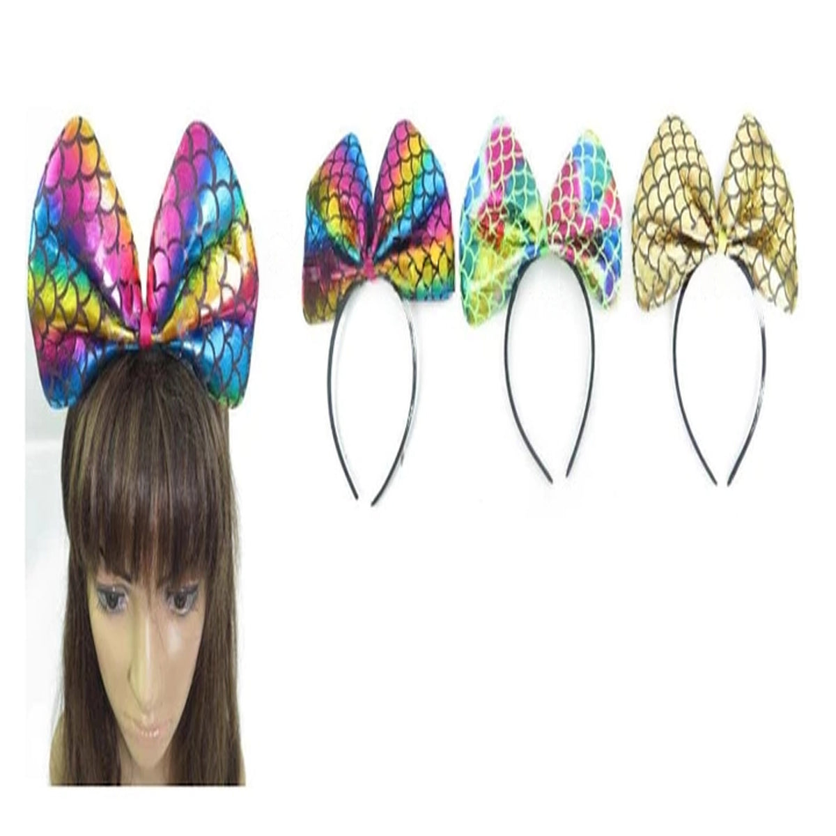 Wholesale Little Girls Over Size Rainbow Bow Headbands MOQ -24 pcs