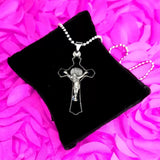 Wholesale JESUS ON SILVER CRUCIFIX CROSS ON CHAIN NECKLACE (Sold by the PIECE OR dozen)