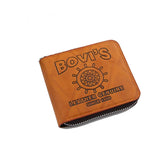 New High Quality PU Leather Brown Random Design Men's Wallet With Zipper