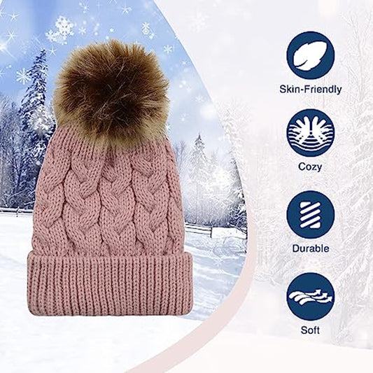 Cameron Cable Winter Hat Knit Pom Beanie Blank In Bulk