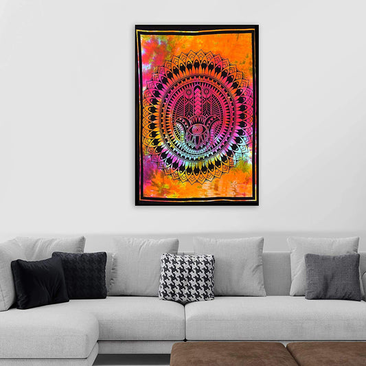 Printed Hand Multicolor Cotton Mandala Wall Décor Wall Hanging Décor