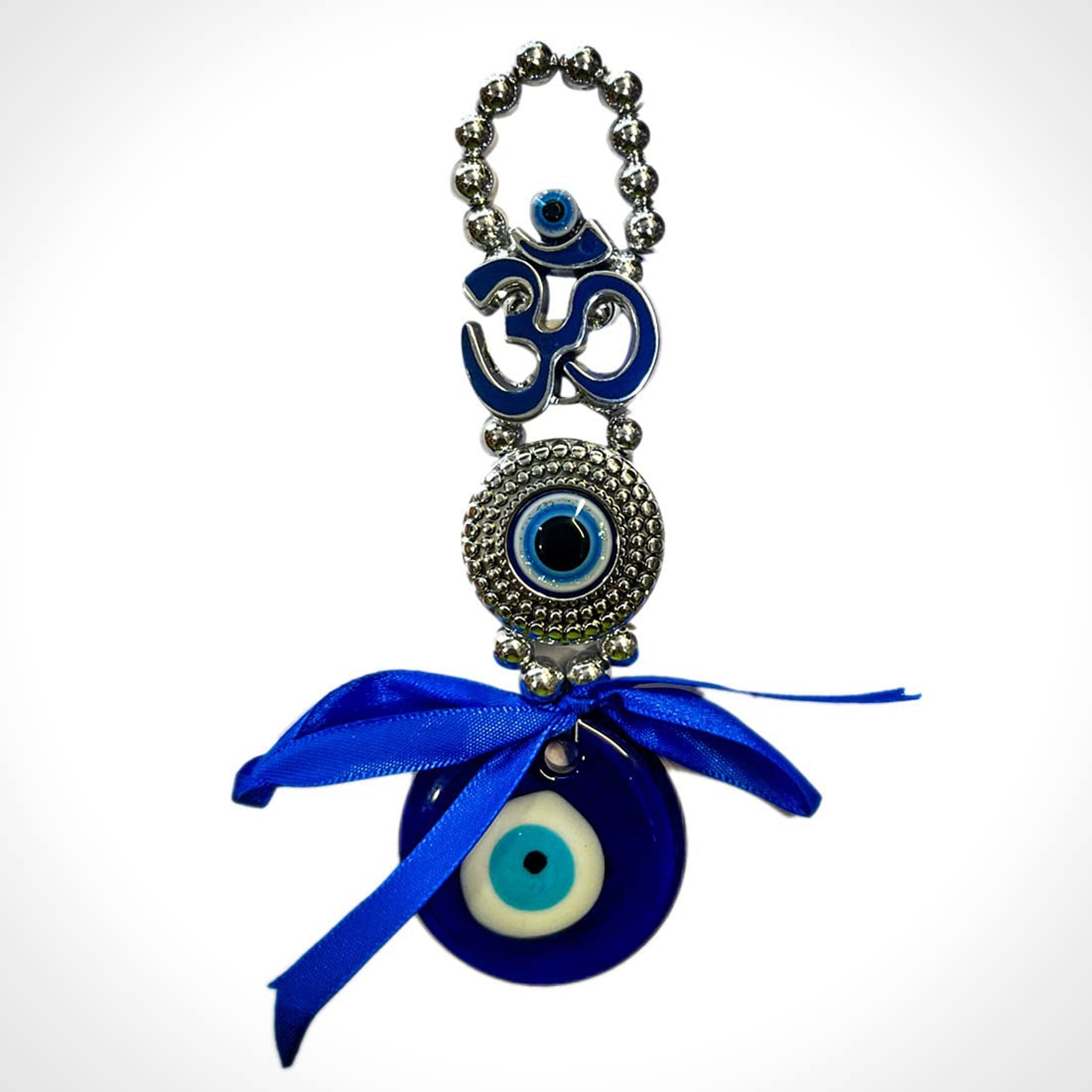 Blue Evil Eyes With OM Design With Blue Pendent Decoration Hanging Ornament For Car, Home Décor For Blessing